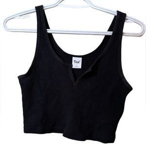 TNA Cropped Waffle Knit “Notch” Tank